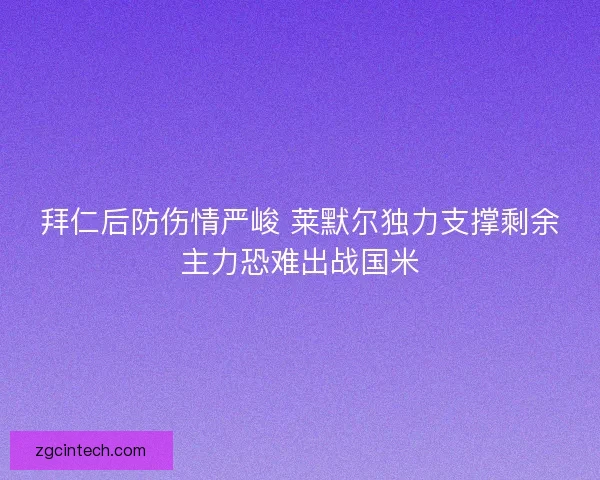 拜仁后防伤情严峻 莱默尔独力支撑剩余主力恐难出战国米