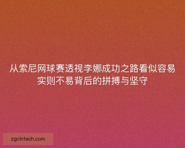 从索尼网球赛透视李娜成功之路看似容易实则不易背后的拼搏与坚守
